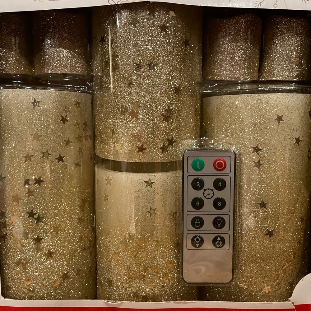 LED Glitter Pillar/Votive Set